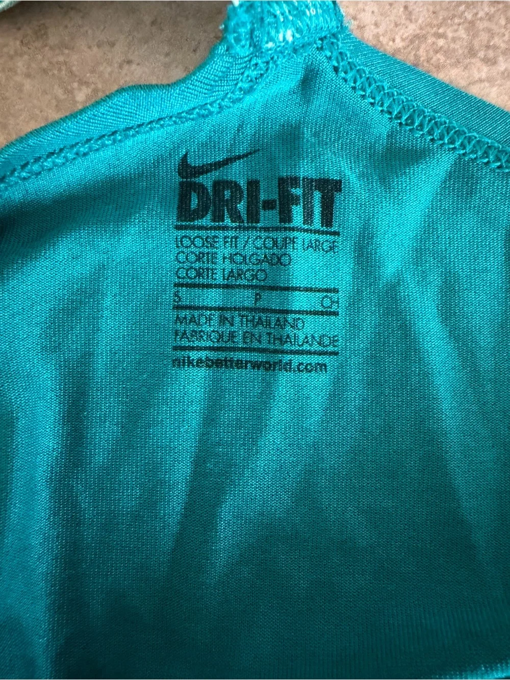 Nike Womens Elastika Dri-Fit Tank Top Small Teal Green Just Do It Racerback Gym